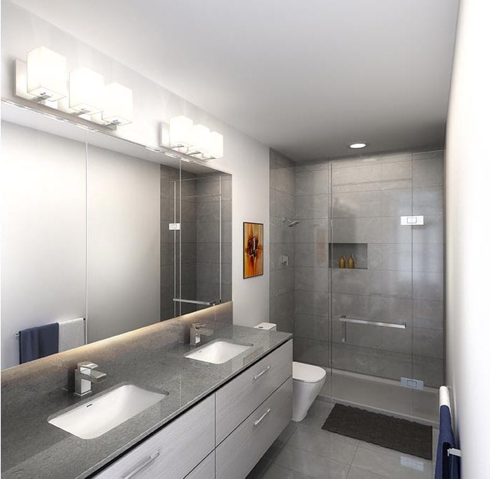 The View, ensuite bathroom in the grey finish scheme