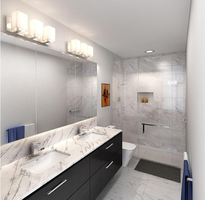 The View, ensuite bathroom in the marble finish scheme